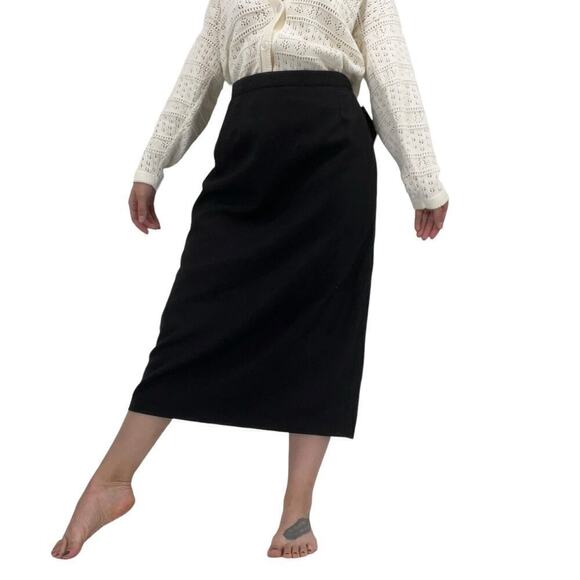 Vintage 90’s Giorgio Saint Angelo Midi Skirt 100% Wool Black 16 - Picture 1 of 7